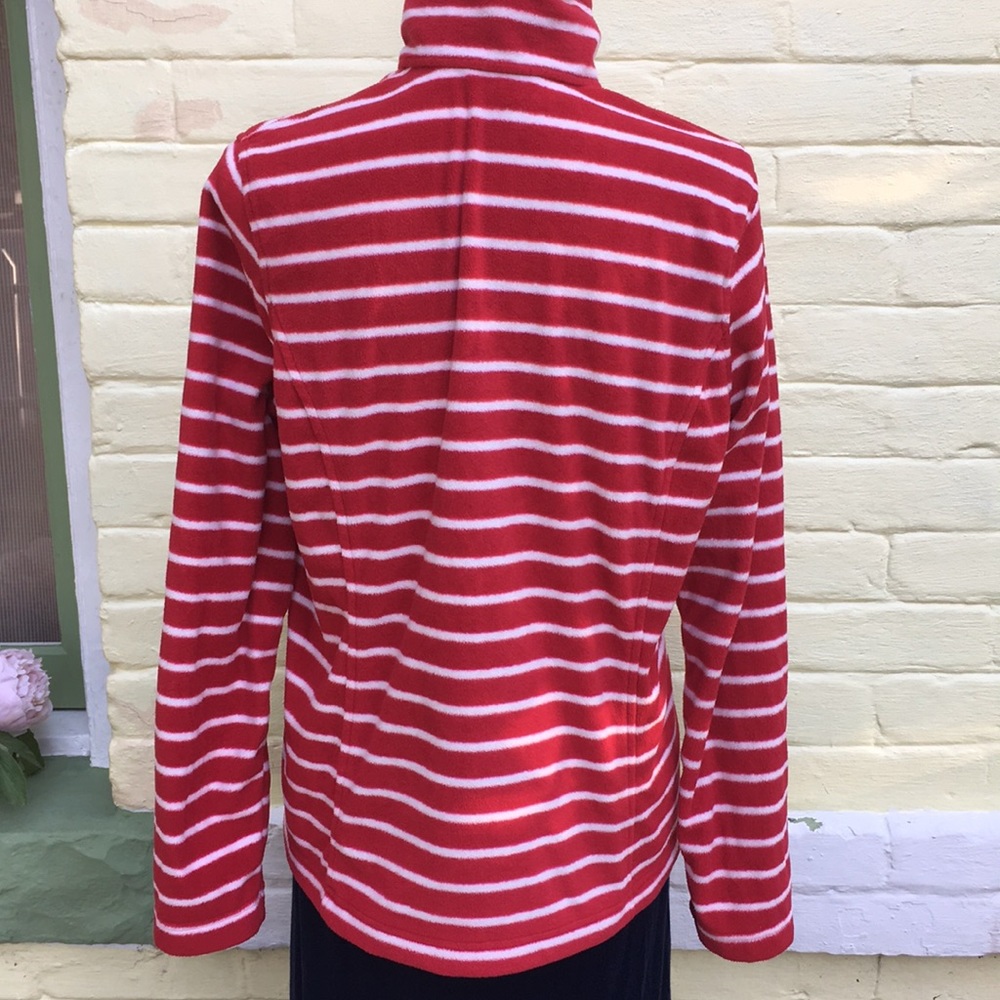NWOT Red & White Striped Lands End Pullover Fleece - Picture 6 of 7